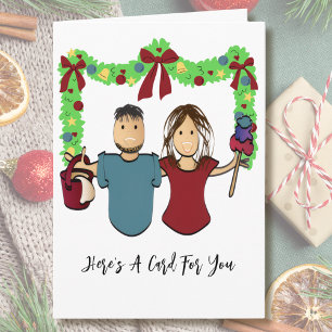 Cleaning Male Female Cartoon Thank You Christmas Card