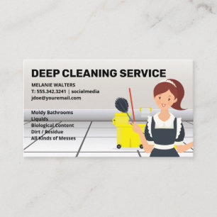 Cleaning Mop Maid House Cleaner Service Business Card