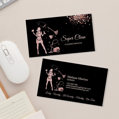 Cleaning Office services Maid Housekeeping Rose Business Card