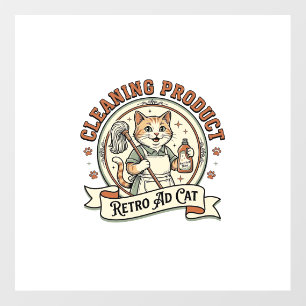 Cleaning Product Retro Ad Cat Cleaning Product Ret Floor Decals