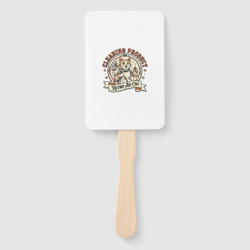 Cleaning Product Retro Ad Cat Cleaning Product Ret Hand Fan
