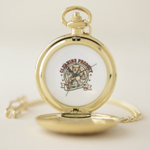Cleaning Product Retro Ad Cat Cleaning Product Ret Pocket Watch