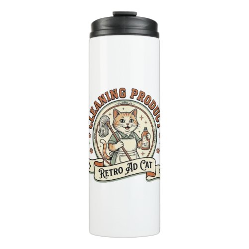 Cleaning Product Retro Ad Cat Cleaning Product Ret Thermal Tumbler