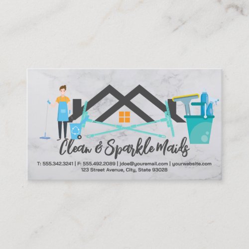 Cleaning Products  Maid Cleaning  Roof Logo Business Card