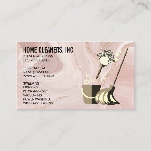 Cleaning Products  Pink Marble Business Card