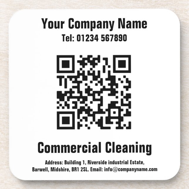 Cleaning QR Code Design Beverage Coaster (Front)