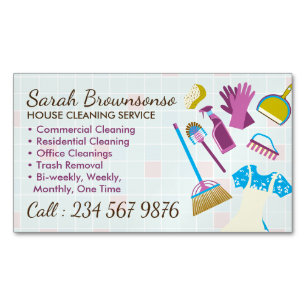 Cleaning Red Janitorial Business Tile Washing Card Magnet
