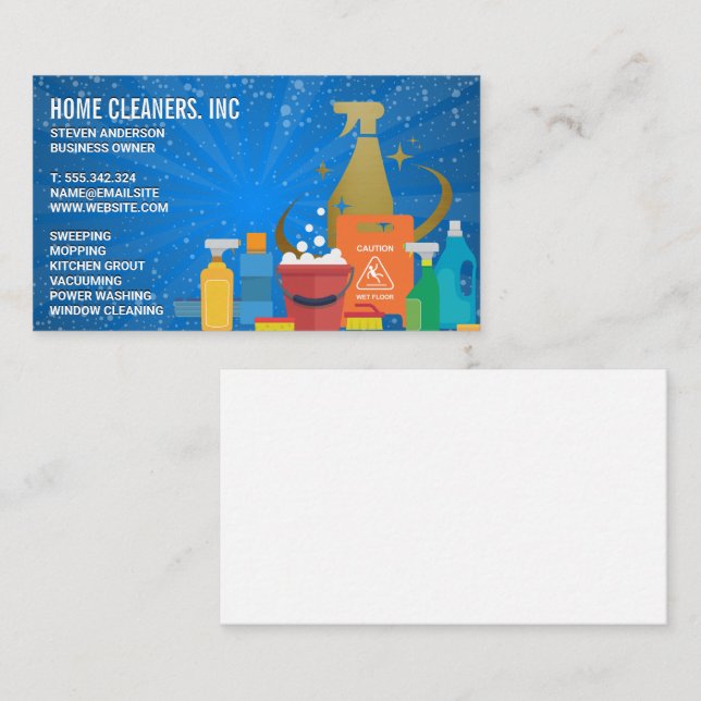 Cleaning Sanitizing Tools | Maid | Cleaners Business Card (Front/Back)