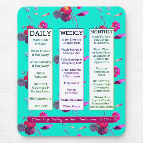 Cleaning Schedule  Affirmation Feminine Floral Mouse Pad