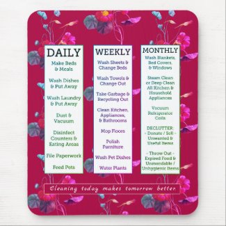 Cleaning Schedule & Affirmation Feminine Floral