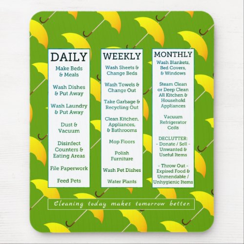 Cleaning Schedule  Affirmation Spring Showers Mouse Pad