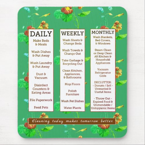 Cleaning Schedule  Affirmation Vintage Floral Mouse Pad