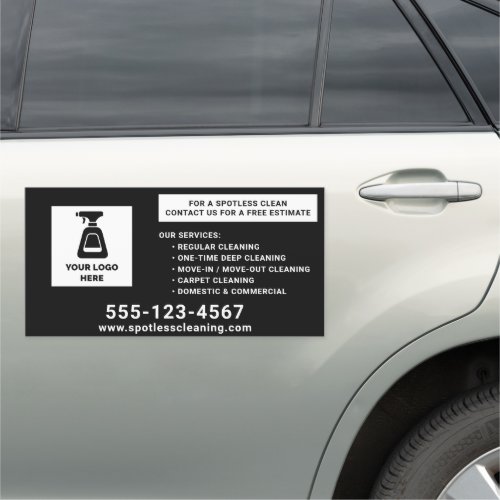 Cleaning Service Add Your Logo Black 12x24 Car Magnet