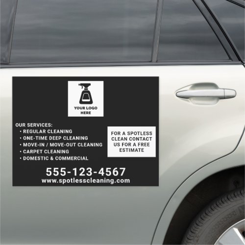 Cleaning Service Add Your Logo Black 18x24 Car Magnet
