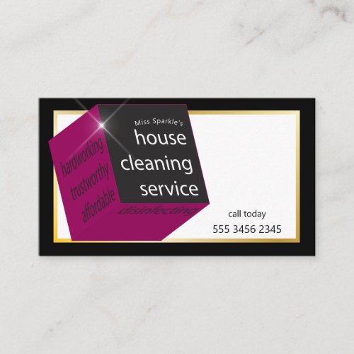 Cleaning Service Amazing New Tech Geometric Cube Business Card