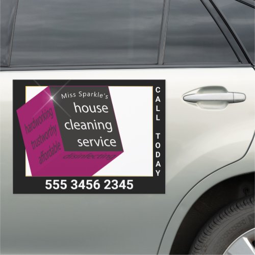 Cleaning Service Amazing New Tech Geometric Cube Car Magnet