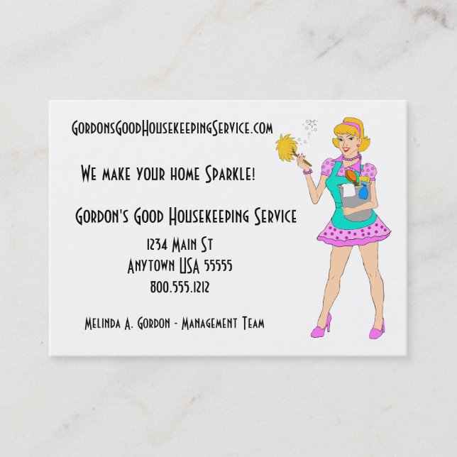 Cleaning Service And Housekeeping Business Cards (Front)