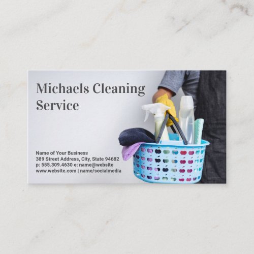 Cleaning Service  Basket of Cleaning Supplies Business Card