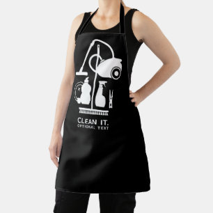 Cleaning Service Black White Apron