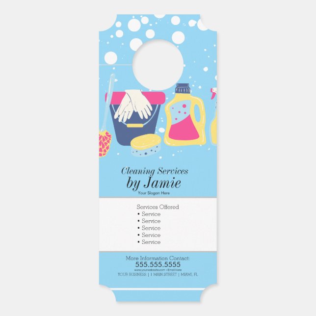 Cleaning Service Blue Business  Door Hanger (Front)