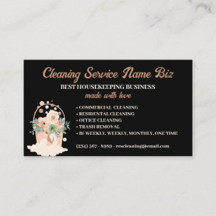 Cleaning Service Blush beige Floral Janitorial Business Card