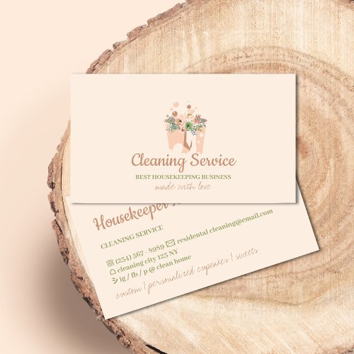 Cleaning Service Blush Pink box Business Card