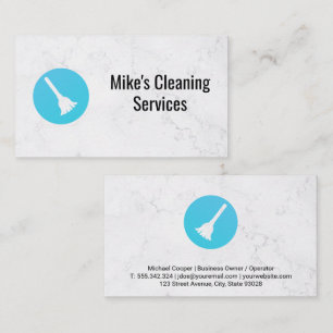 Cleaning Service   Broom Logo Business Card