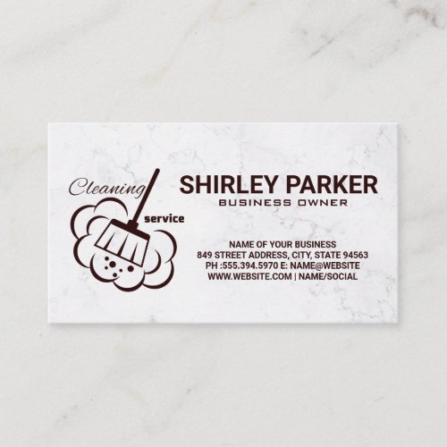 Cleaning Service Broom  Marble Business Card