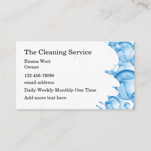 Cleaning Service Bubbles Theme Business Card