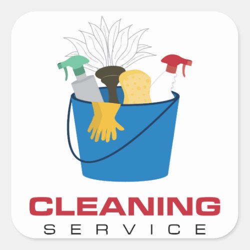 Cleaning Service Bucket Square Sticker