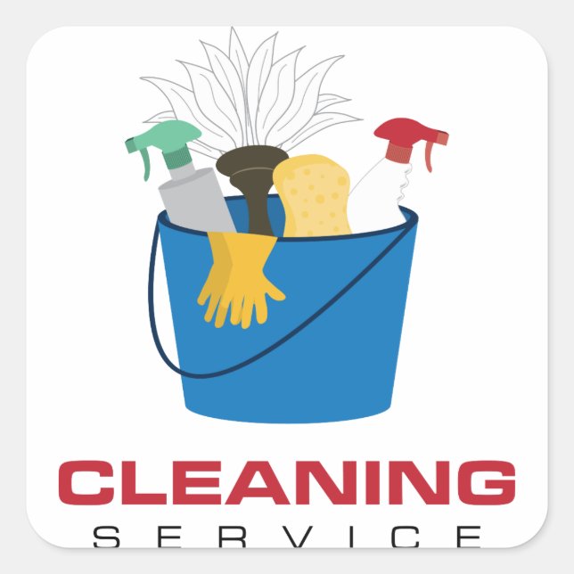 Cleaning Service Bucket Square Sticker (Front)
