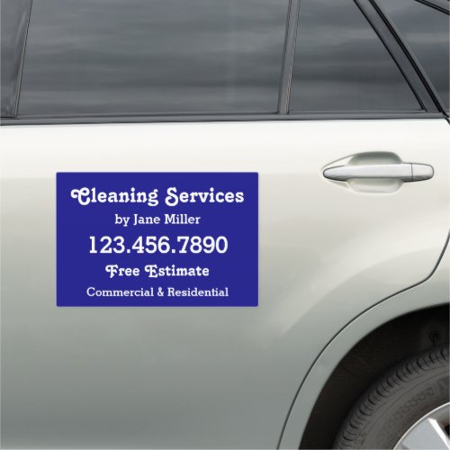 Cleaning Service Business Advertisement Blue Car Magnet