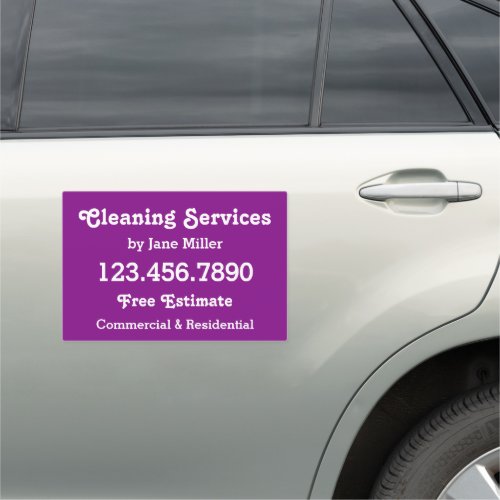 Cleaning Service Business Advertisement Purple Car Magnet