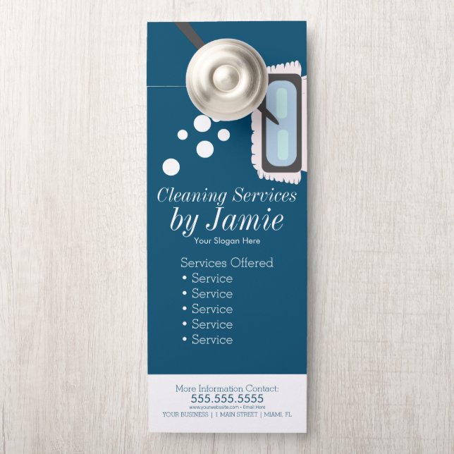 Cleaning Service Business Bubbles Mop Door Hanger (On Knob)