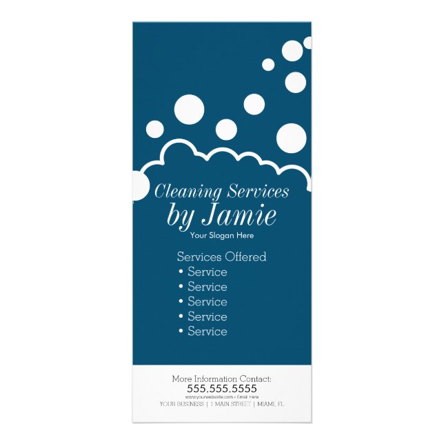 Cleaning Service Business Bubbles Rack Card (Front)