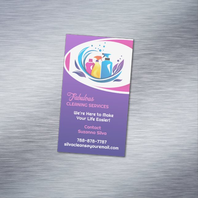 Cleaning Service Business Card Magnet (In Situ)