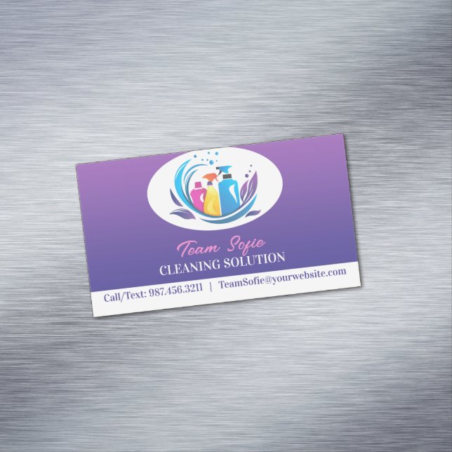 Cleaning Service Business Card Magnet (In Situ)