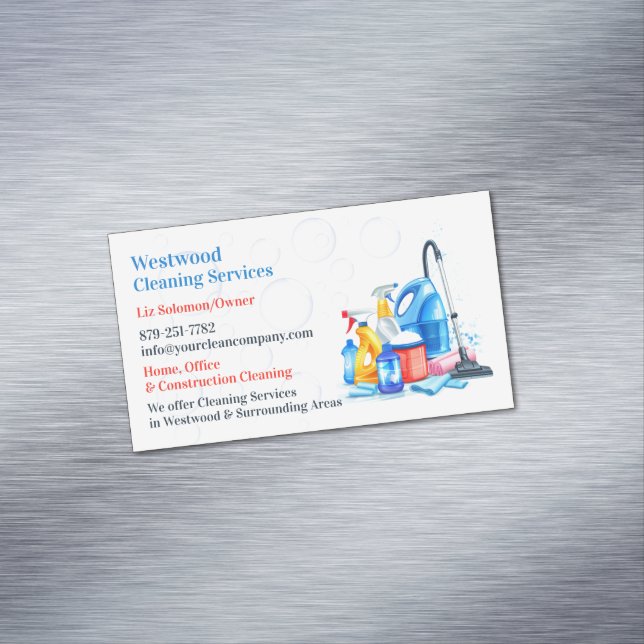 Cleaning Service Business Card Magnet (In Situ)