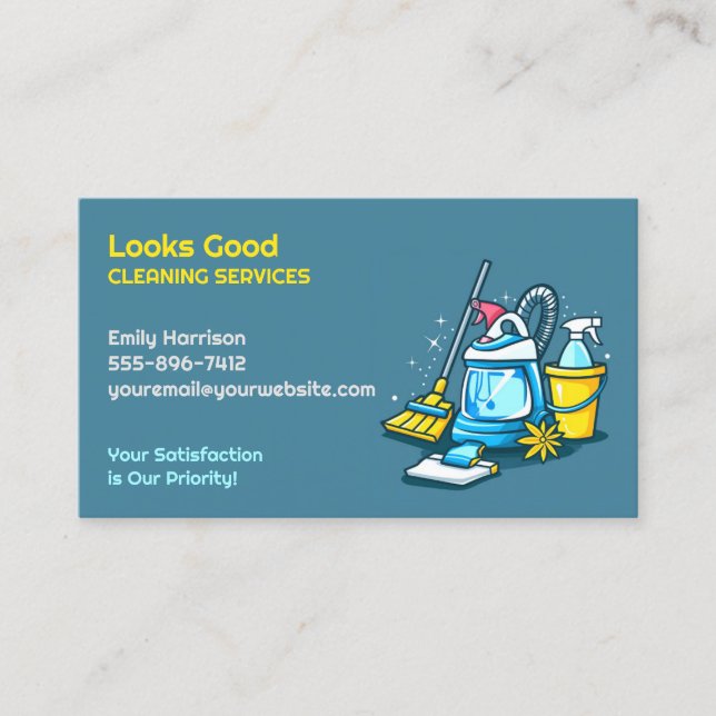 Cleaning Service Business Card Template  (Front)