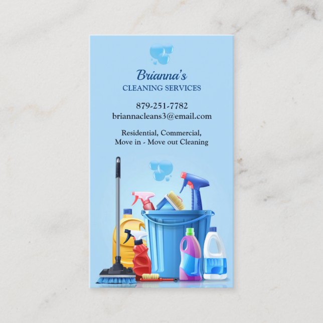 Cleaning Service Business Card Template  (Front)