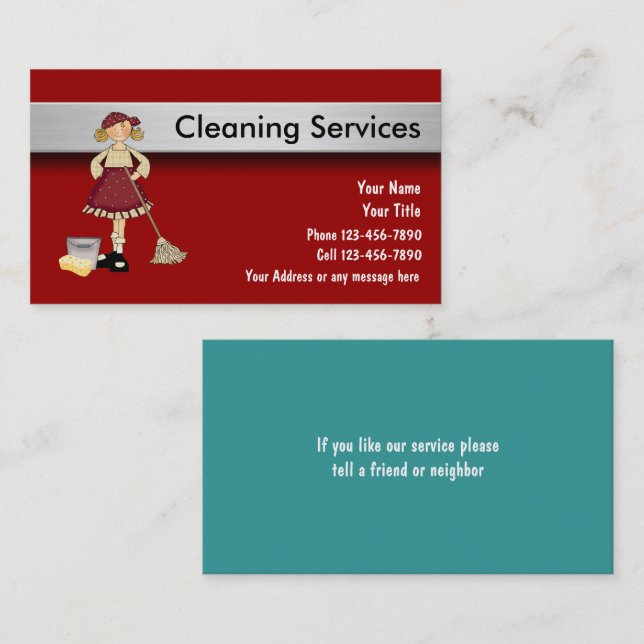 Cleaning Service Business Cards (Front/Back)
