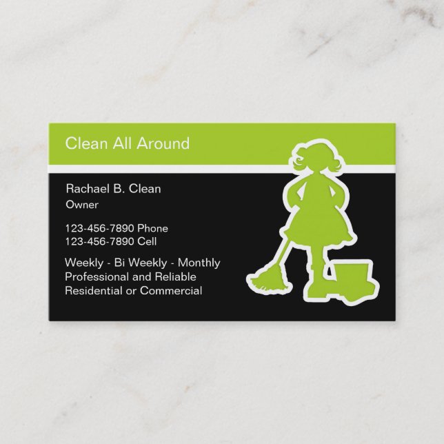 Cleaning Service Business Cards Modern (Front)