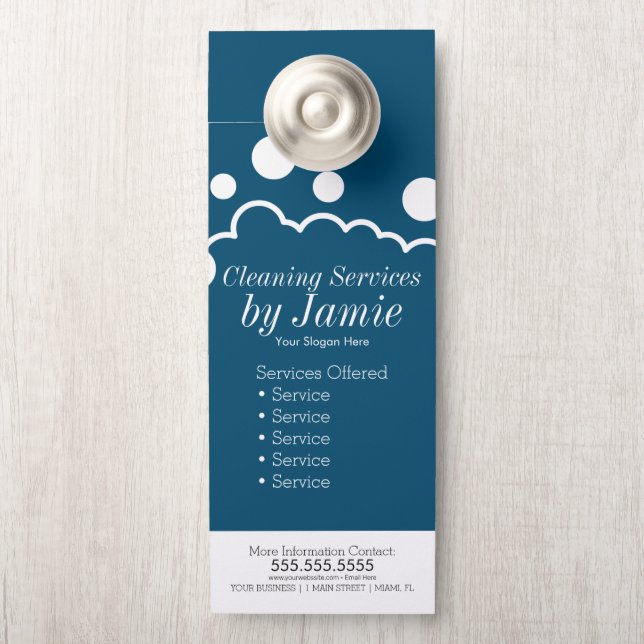 Cleaning Service Business Suds  Door Hanger (On Knob)