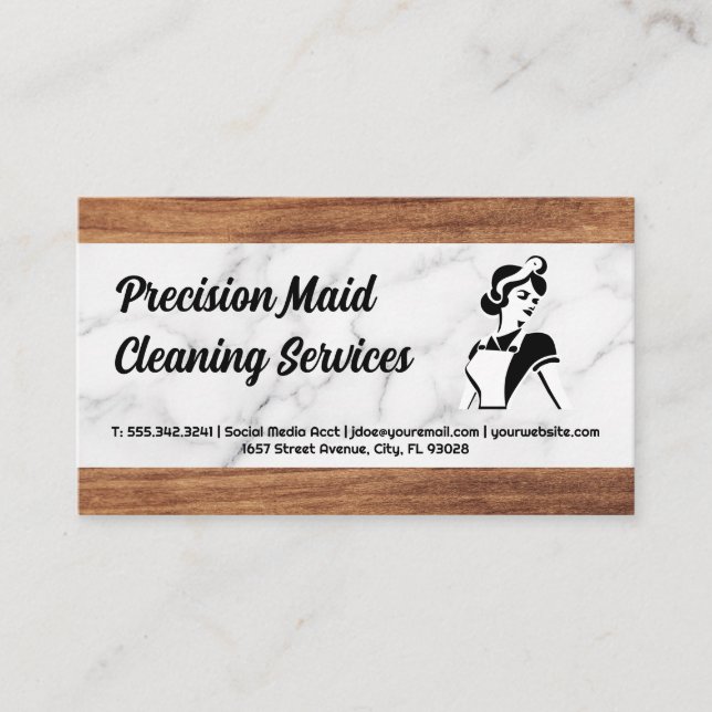 Cleaning Service | Classic Maid Logo Business Card (Front)
