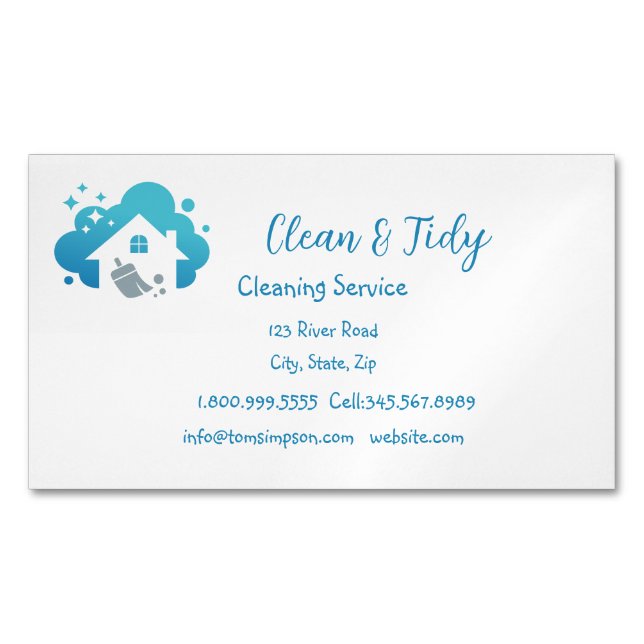 Cleaning Service Cleaners House Home Private   Business Card Magnet (Front)
