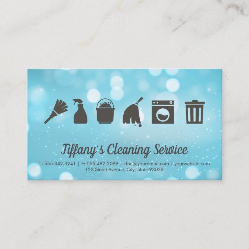 Cleaning Service  Cleaning Supplies  Sparkles Business Card