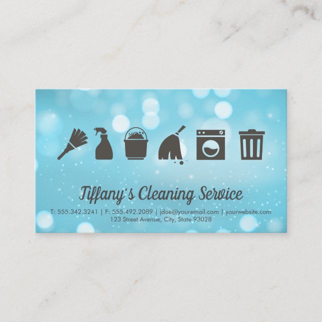 Cleaning Service | Cleaning Supplies | Sparkles Business Card (Front)