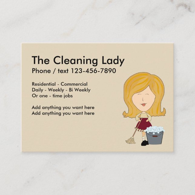Cleaning Service Cute Design Business Card (Front)