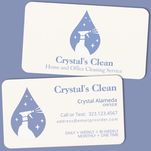 Cleaning Service Cute Ivory  Blue Spray Droplet Business Card