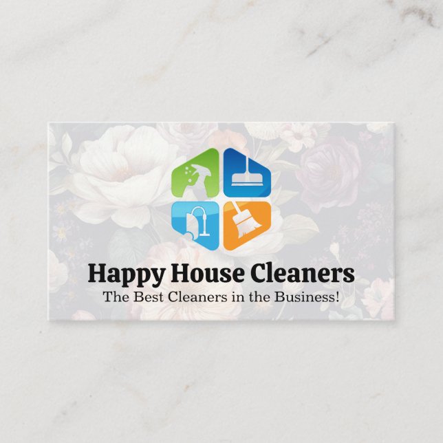 Cleaning Service Equipment Icons Business Card (Front)